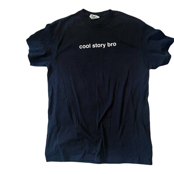Cool Story Bro Men's Black Graphic Streetwear Crewneck T Shirt Size Medium - Picture 1 of 3